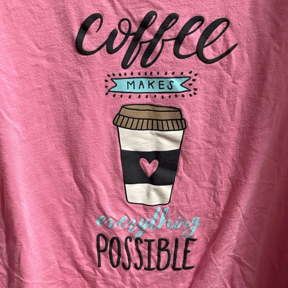 Secret Treasures Pink Tee with Coffee Design XL - Picture 1 of 4